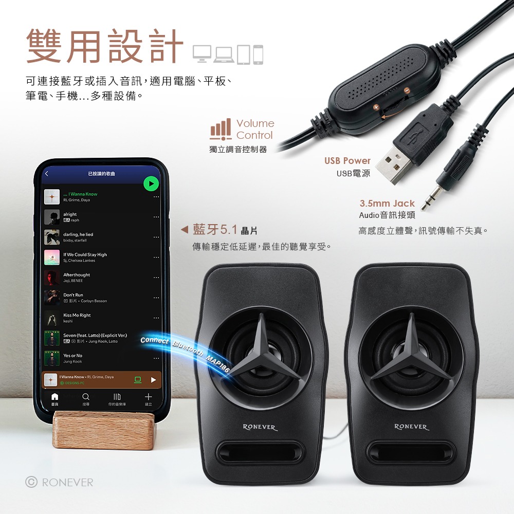RONEVER MAP186 / 星芒雙模藍牙喇叭-細節圖2
