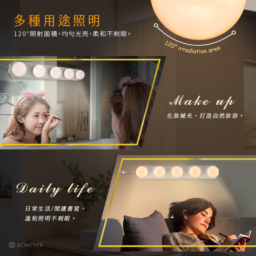RONEVER PA016 / 多功能LED化妝鏡燈-5燈-細節圖4