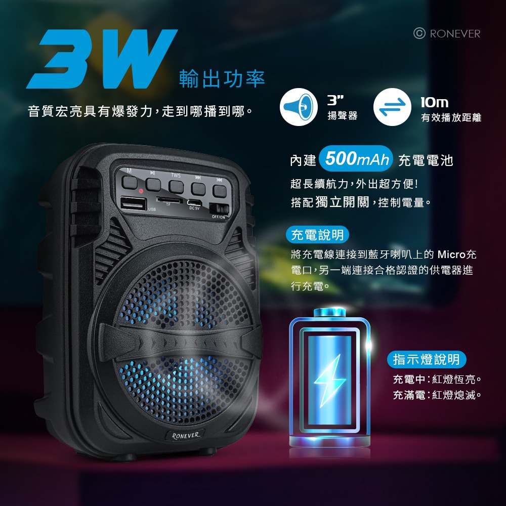 RONEVER MAP182 / LOUDER無線藍牙喇叭-細節圖5