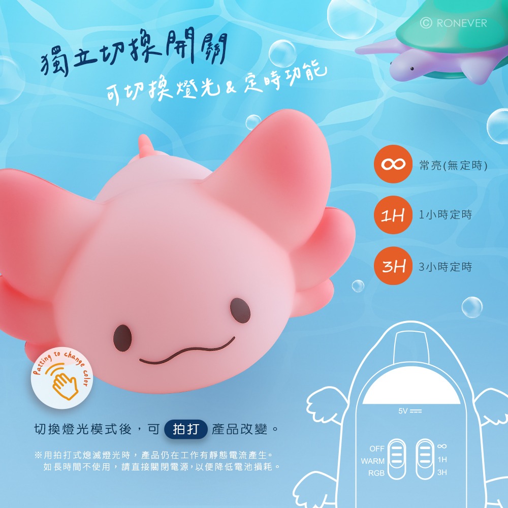 RONEVER PA020 / 六角恐龍矽膠拍拍燈-細節圖2