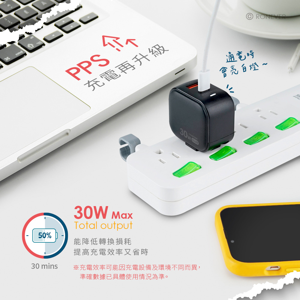 RONEVER DE055 / 30W氮化鎵GaN雙孔充電器-細節圖4