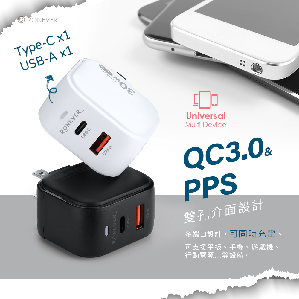 RONEVER DE055 / 30W氮化鎵GaN雙孔充電器-細節圖7