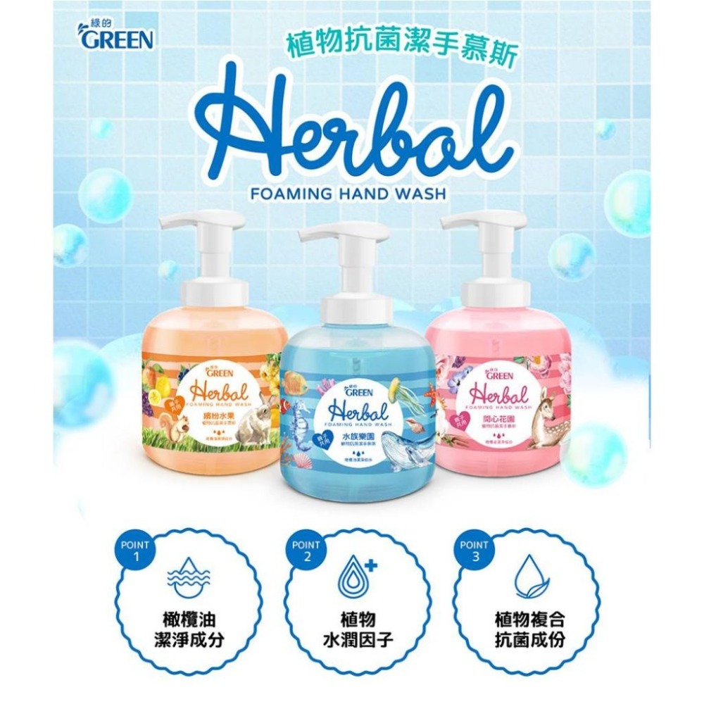 ★綠的 GREEN★ 植物 抗菌 潔手慕斯 洗手乳 洗手慕斯 台灣製造 現貨供應 ︱繁華中西藥局︱-細節圖2