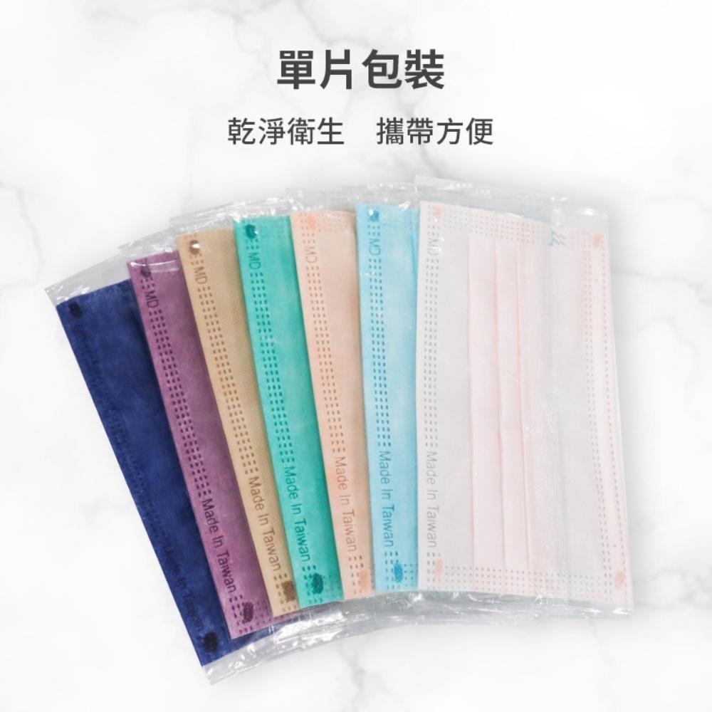 聚泰 純色 滿版 同色耳繩 單片包裝 獨立包裝 成人平面 醫用口罩 雙鋼印 30入-細節圖3