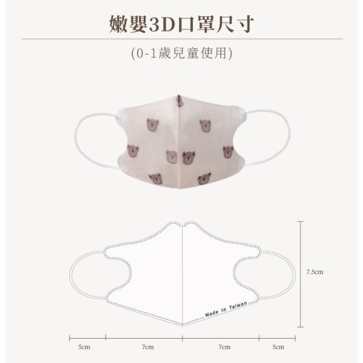 一心一罩 嫩嬰口罩 嬰兒口罩  寶寶口罩 3D立體 醫用口罩  10入 雙鋼印-細節圖2