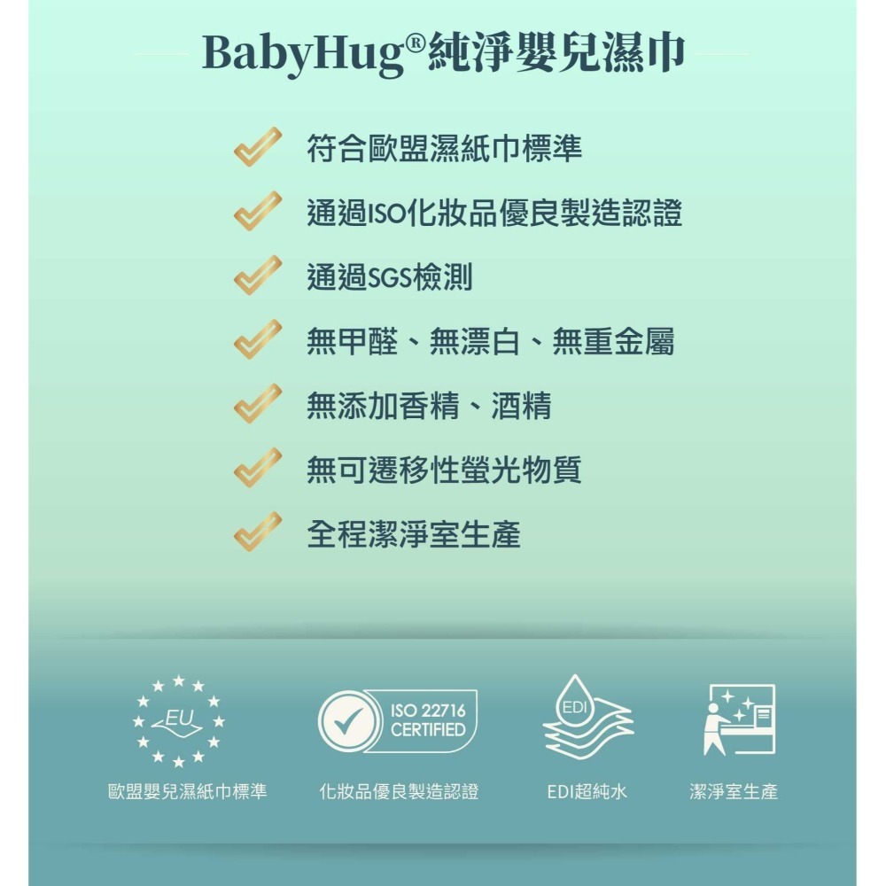 ★荷康★ BabyHug 純淨嬰兒濕紙巾 80抽 嬰兒用 濕巾 濕紙巾 有蓋濕紙巾｜繁華中西藥局｜-細節圖2