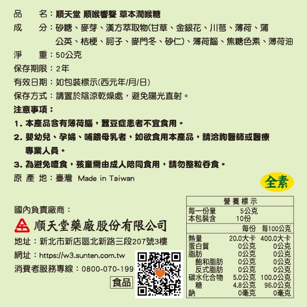 【快速出貨】★順天堂★ 順喉響聲草本潤喉糖 10顆/袋 喉糖 台灣製︱繁華中西藥局︱-細節圖6