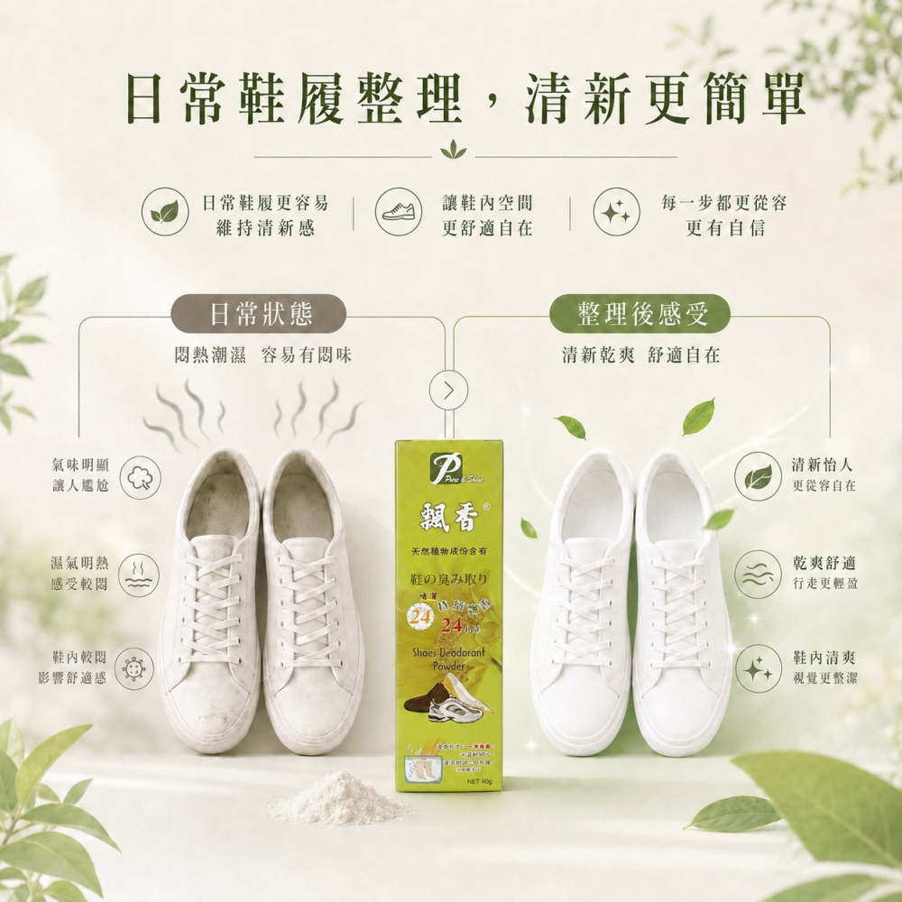 飄香 除鞋臭 鞋粉 80g/瓶 天然植物成分 除臭 除腳臭 鞋內除臭粉 噴灑 浸泡 兩用｜繁華中西藥局｜-細節圖3