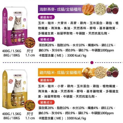 保羅叔叔 雞肉糙米/海鮮燕麥/雞肉海鮮  1Kg (台灣製造)-細節圖2