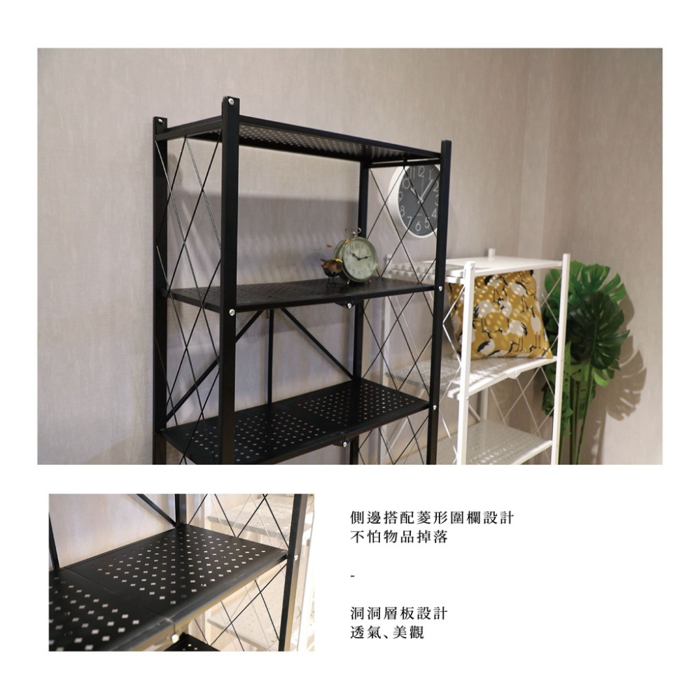 秒開層架🔥我最便宜🔥全鐵製 速開 滾輪式摺疊推車 三層 四層五層鐵架 收納架 秒開展示架 免安裝 書架sc0172-細節圖6