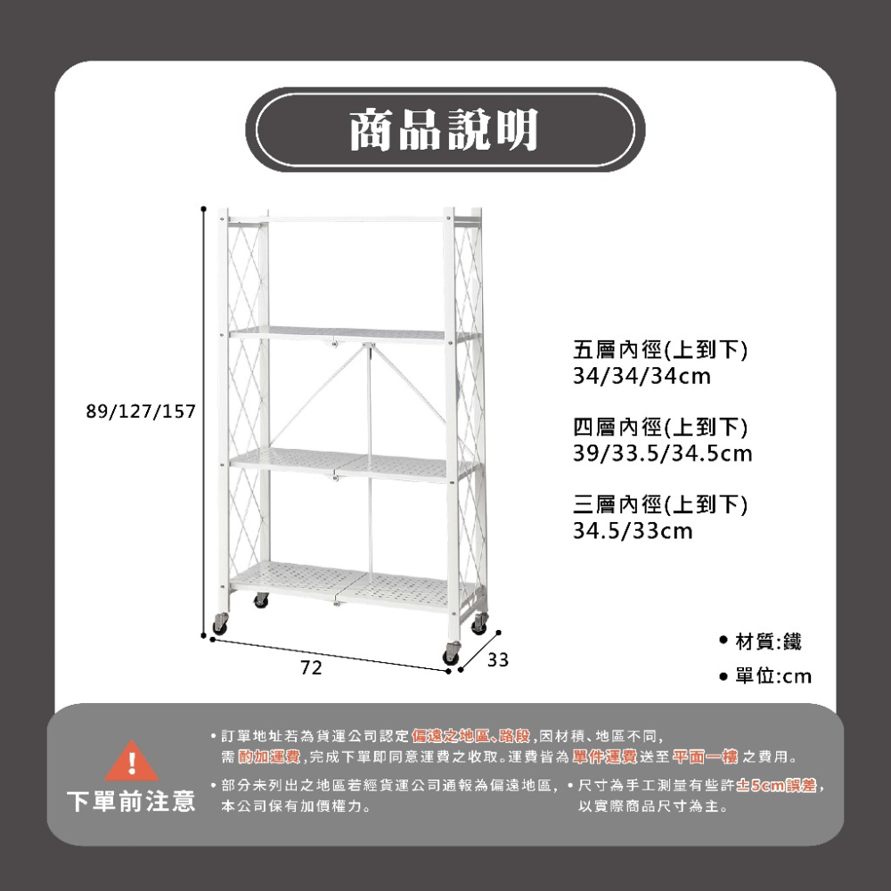 秒開層架🔥我最便宜🔥全鐵製 速開 滾輪式摺疊推車 三層 四層五層鐵架 收納架 秒開展示架 免安裝 書架sc0172-細節圖9