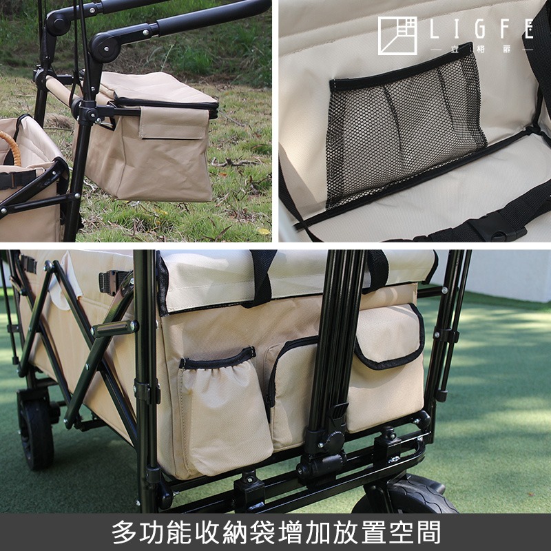 小孩寵物頂棚露營摺疊推車-奶茶色-小趙賣場-細節圖7