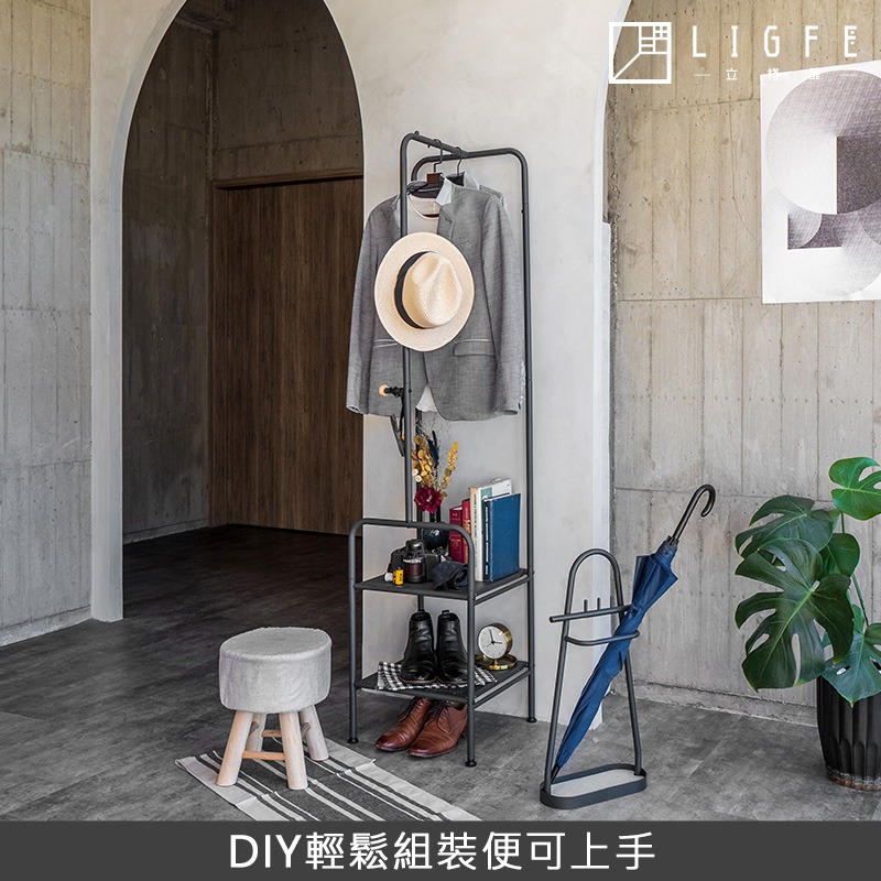 幾何立方雙層吊掛衣帽架-霧灰-小趙賣場-細節圖2