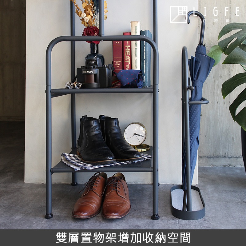 幾何立方雙層吊掛衣帽架-霧灰-小趙賣場-細節圖8