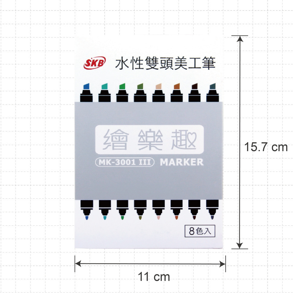 MK-3001 繪樂趣水性雙頭美工筆 (Ⅲ) 【8色 / 5mm & 1mm / 斜頭】-細節圖3