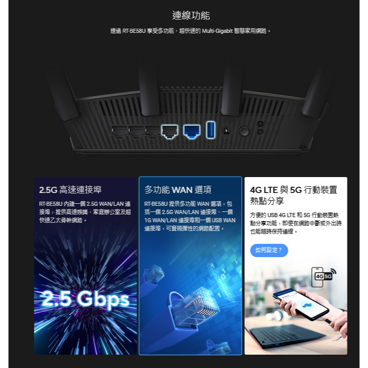 (原廠三年保) 華碩 ASUS RT-BE58U BE3600 雙頻 WiFi 7 無線路由器 AiMesh-細節圖5