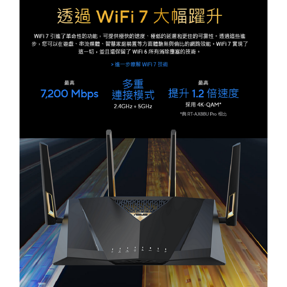 (原廠三年保) 華碩 ASUS RT-BE88U BE7200 雙頻 WiFi 7 無線路由器 AiMesh-細節圖2
