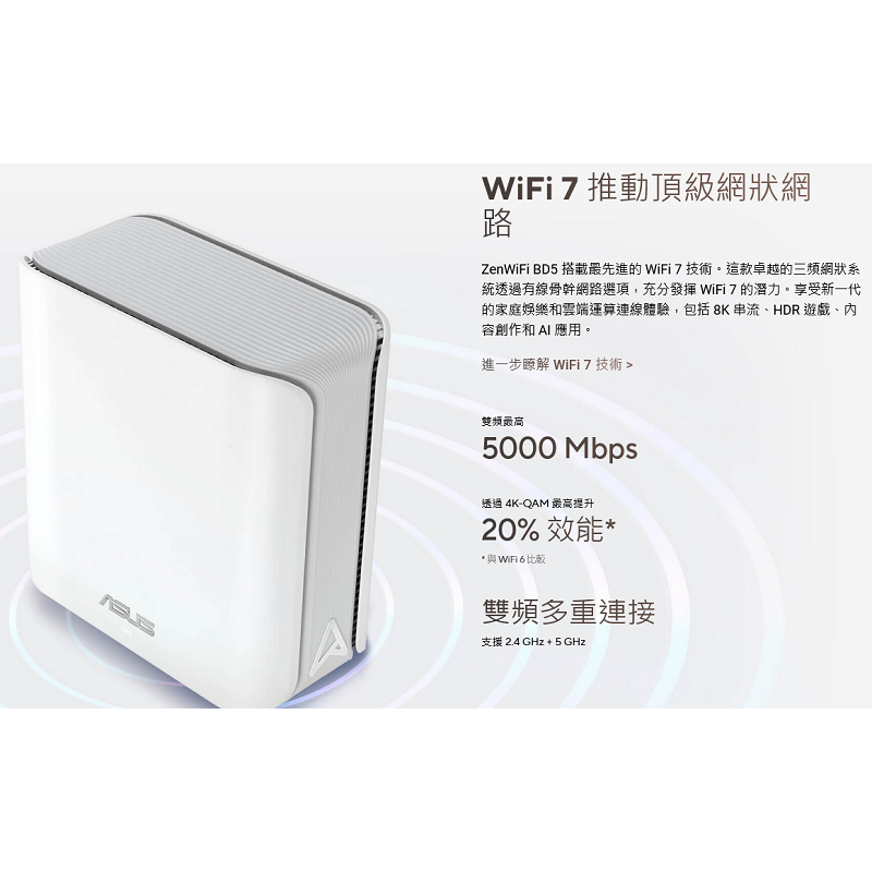 (華碩三年保) ASUS ZENWIFI BD5 BE5000 三入 WiFi 7 雙頻 2.5G埠 4天線 無線路由器-細節圖3