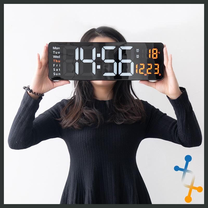 大尺寸簡約掛鐘  LED 客廳掛鐘 客廳時鐘 LED螢幕 大屏 時鐘 北歐 數字鐘 簡約 壁掛鐘 時間溫度顯示器-細節圖5