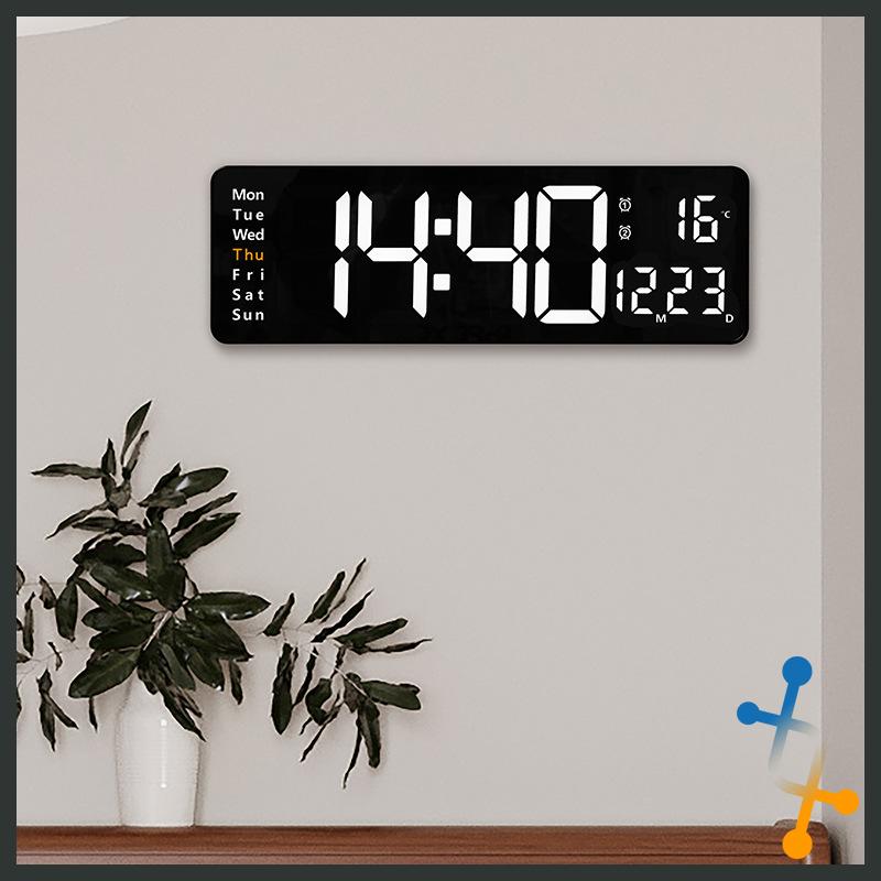 大尺寸簡約掛鐘  LED 客廳掛鐘 客廳時鐘 LED螢幕 大屏 時鐘 北歐 數字鐘 簡約 壁掛鐘 時間溫度顯示器-細節圖6