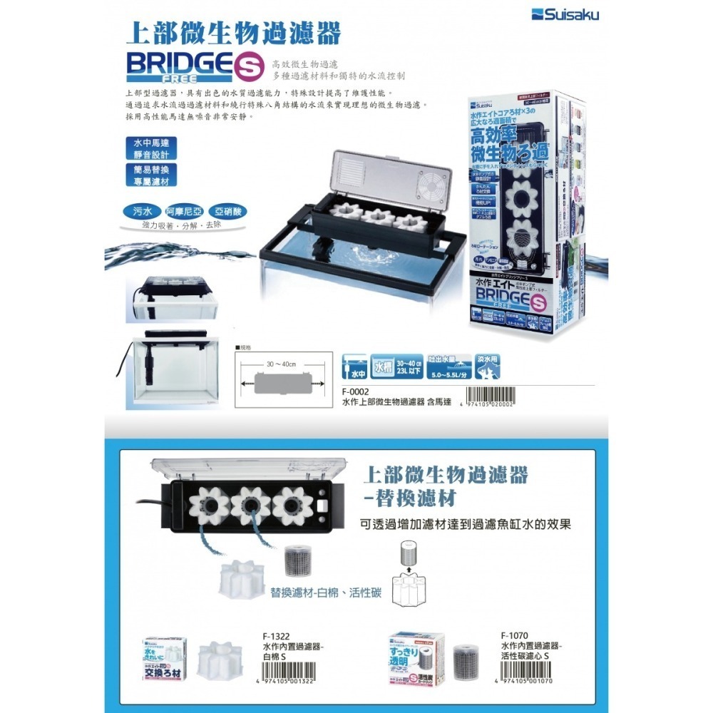 Suisaku 水作 F-0002 - 上部微生物過濾器 含馬達 (一組) 上部過濾 伸縮式過濾槽-細節圖5