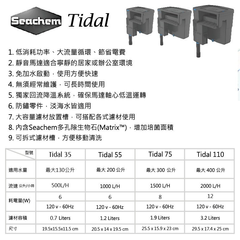 Seachem 西肯 Tidal 35型 55型 75型 110型 多功能外掛過濾器 除油膜 外掛-細節圖7