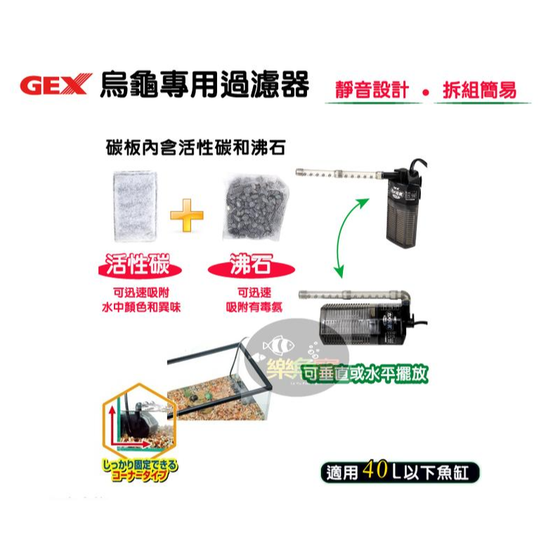 日本 GEX 五味 烏龜專用過濾器 內置過濾器 角落過濾器 兩棲 爬蟲 角蛙 小型缸-細節圖3