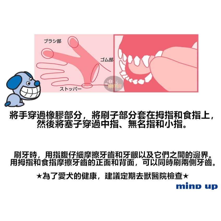 日本 Mind up 犬貓用指套牙刷 寵物牙刷 寵物潔牙 狗 貓牙刷 狗牙刷-細節圖2