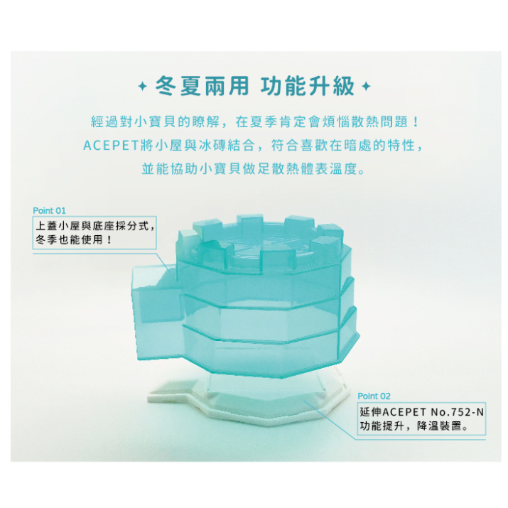 752-NC 愛思沛 Acepet 勁涼冰屋 小動物散熱窩 倉鼠 黃金鼠 陶瓷窩 冬天夏天兩用 底可拆 好清洗-細節圖3