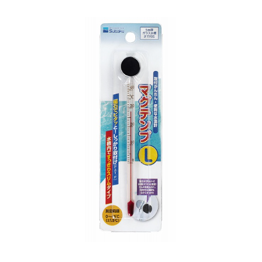 日本 Suisaku 水作  磁吸式溫度計 M (9cm)  L (12.2c )透明玻璃溫度計 精準 水族溫度計-規格圖2
