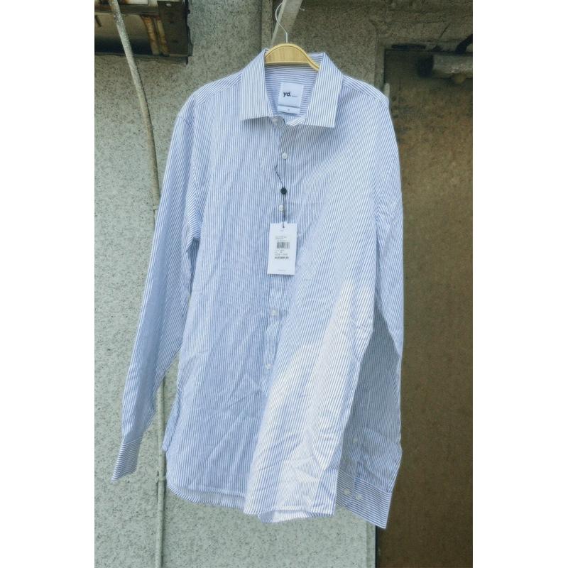 ｜襯衫｜yd. 澳洲品牌 男款高品質白色商務條紋襯衫 白底藍條紋長袖襯衫 100%純棉 M碼 G2000 Uniqlo-細節圖2