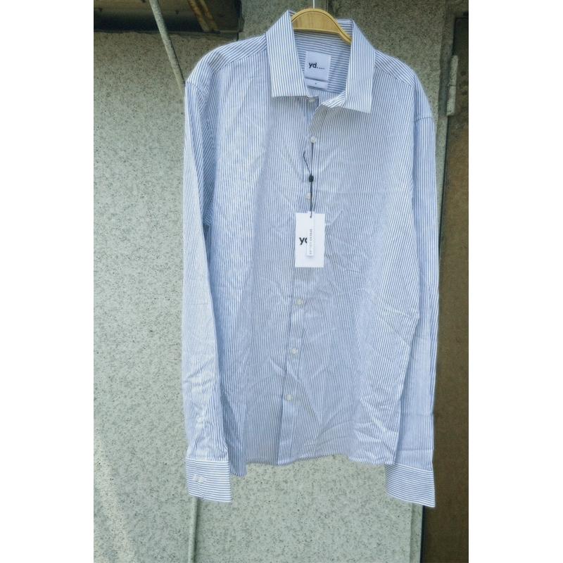 ｜襯衫｜yd. 澳洲品牌 男款高品質白色商務條紋襯衫 白底藍條紋長袖襯衫 100%純棉 M碼 G2000 Uniqlo-細節圖4