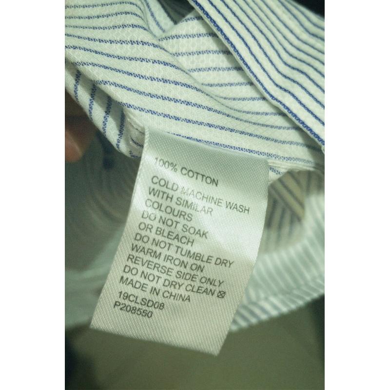 ｜襯衫｜yd. 澳洲品牌 男款高品質白色商務條紋襯衫 白底藍條紋長袖襯衫 100%純棉 M碼 G2000 Uniqlo-細節圖8