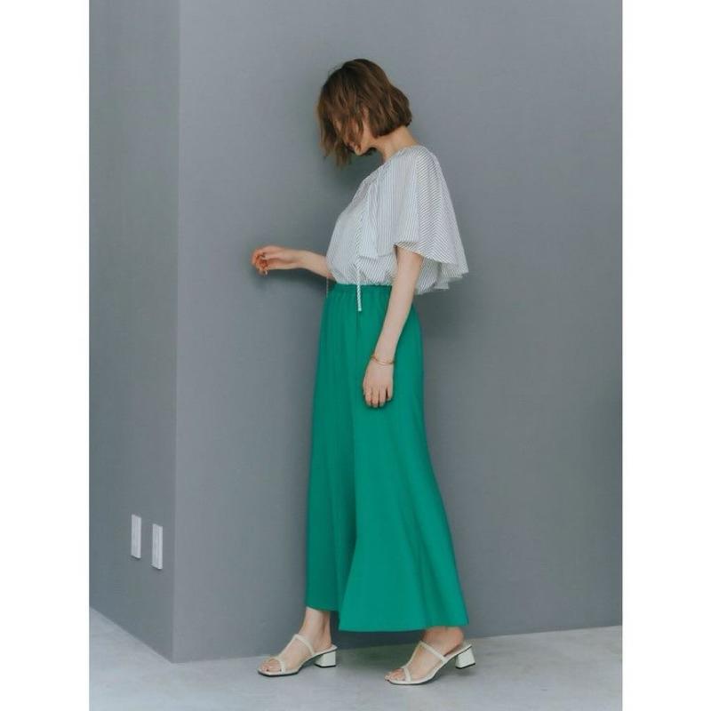 ｜半裙｜日本品牌 YECCA VECCA 綠色長裙 素色前開岔設計魚尾裙半身裙 貴牌 含吊牌 官網售NT$3,820-細節圖2