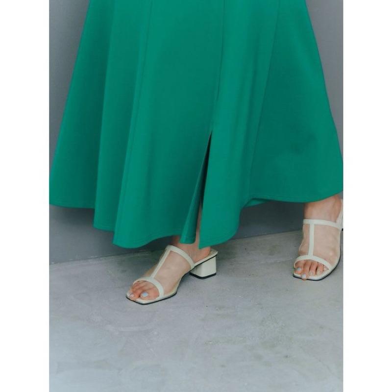 ｜半裙｜日本品牌 YECCA VECCA 綠色長裙 素色前開岔設計魚尾裙半身裙 貴牌 含吊牌 官網售NT$3,820-細節圖5