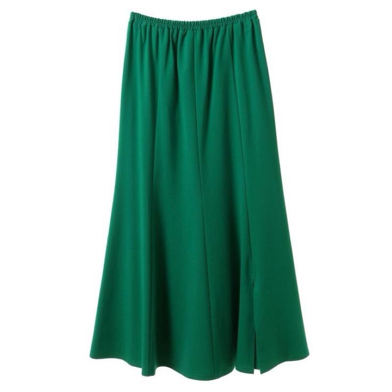 ｜半裙｜日本品牌 YECCA VECCA 綠色長裙 素色前開岔設計魚尾裙半身裙 貴牌 含吊牌 官網售NT$3,820-細節圖6