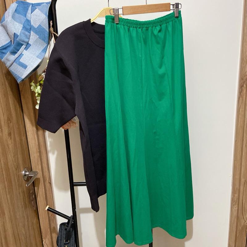 ｜半裙｜日本品牌 YECCA VECCA 綠色長裙 素色前開岔設計魚尾裙半身裙 貴牌 含吊牌 官網售NT$3,820-細節圖7