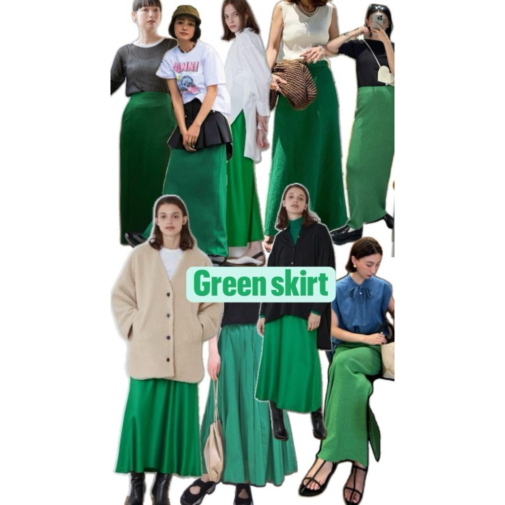 ｜半裙｜日本品牌 YECCA VECCA 綠色長裙 素色前開岔設計魚尾裙半身裙 貴牌 含吊牌 官網售NT$3,820-細節圖9