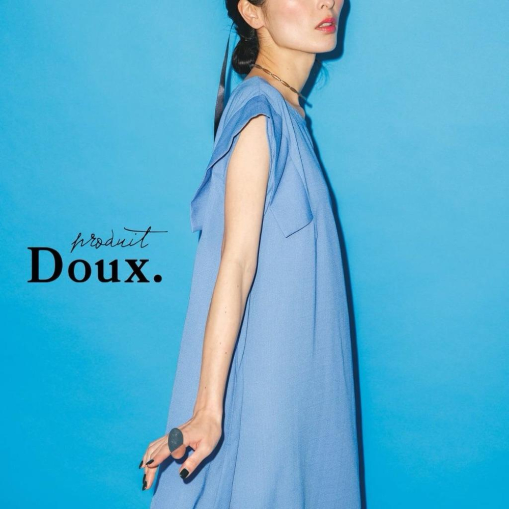 ｜洋裝｜二手DOUX 小眾日本貴牌 紫色方肩設計寬鬆洋裝 大袍長袍洋裝 有內襯 Free碼 官網售16500日圓-細節圖6