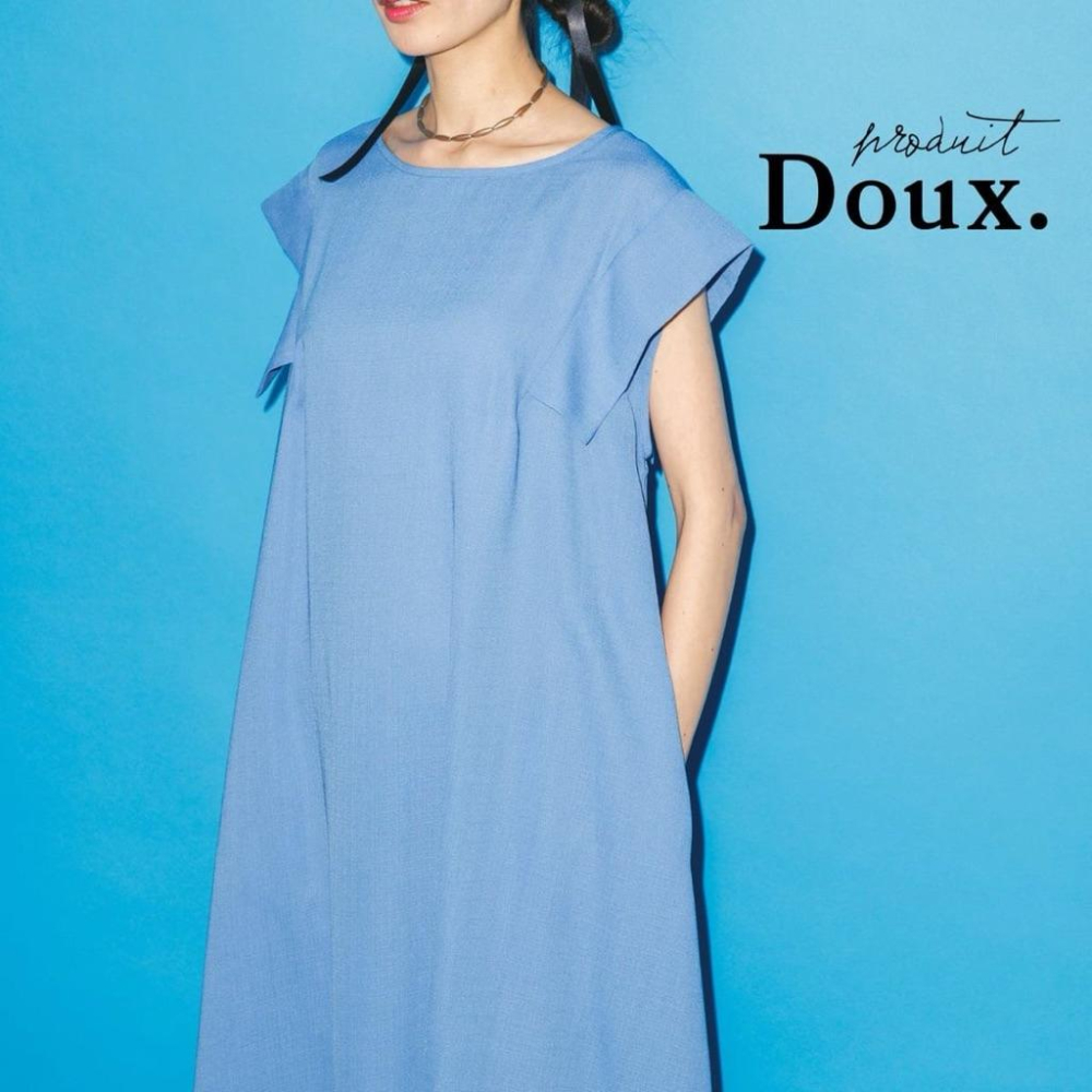 ｜洋裝｜二手DOUX 小眾日本貴牌 紫色方肩設計寬鬆洋裝 大袍長袍洋裝 有內襯 Free碼 官網售16500日圓-細節圖8