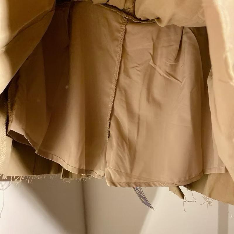 ｜裙｜全新卡其綠百褶迷你裙 毛邊設計 短裙內搭裙褲 y2k辣妹miumiu風毛邊裙 Chico raycassin-細節圖3