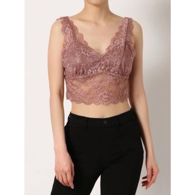 日本貴牌 EVRIS 蕾絲緊身胸衣內搭短蕾絲背心內衣（剩粉紅色） 胸墊V領蕾絲背心 5,500日圓 日本性感內衣 小可愛-細節圖2