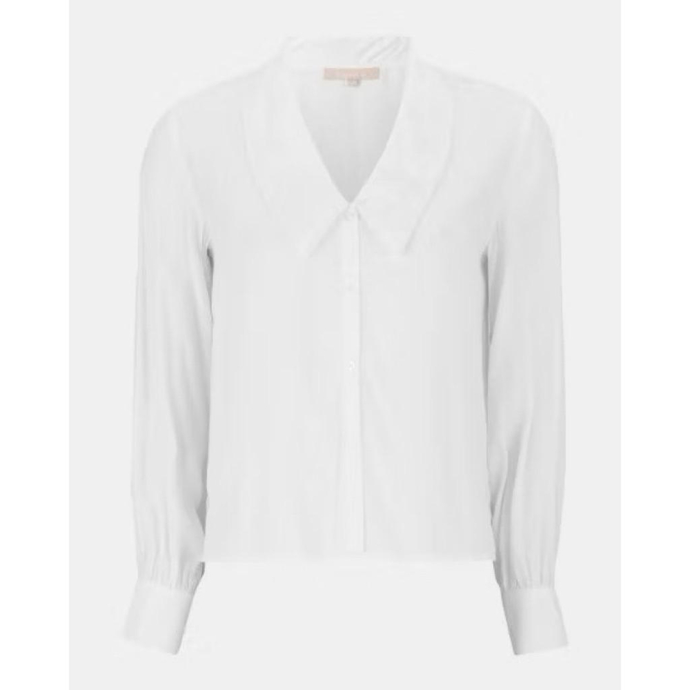 ｜上衣｜二手 北歐品牌  白色藍色柔軟清新刺繡娃娃領上衣 翻領襯衫內搭 原價近2500 soft rebels-細節圖7