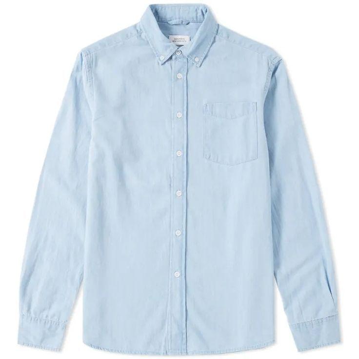 ｜上衣｜紐約品牌 Saturdays NYC 牛仔襯衫 做舊水洗淺藍色牛仔棉襯衫 全棉 原3700台幣 男款 S碼 微瑕-細節圖2