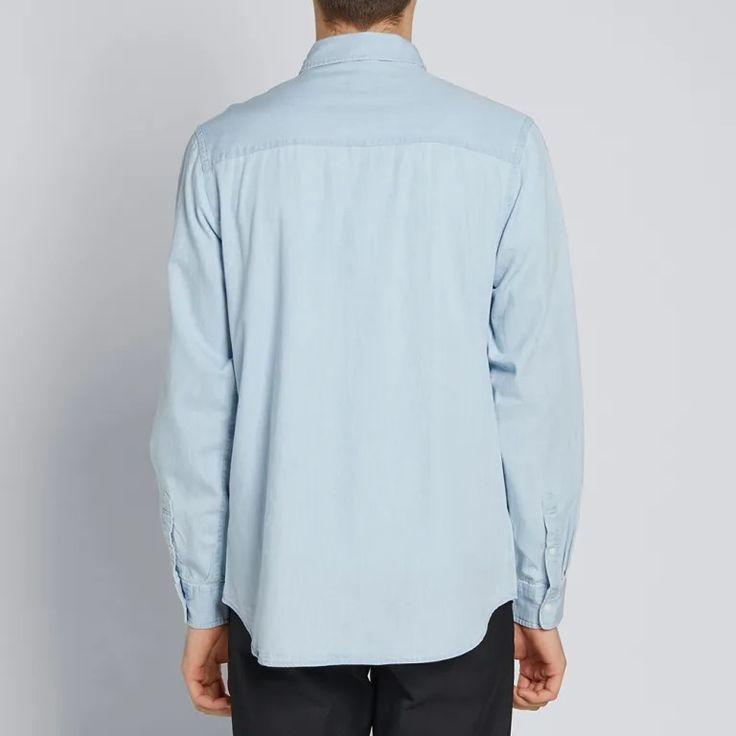 ｜上衣｜紐約品牌 Saturdays NYC 牛仔襯衫 做舊水洗淺藍色牛仔棉襯衫 全棉 原3700台幣 男款 S碼 微瑕-細節圖4