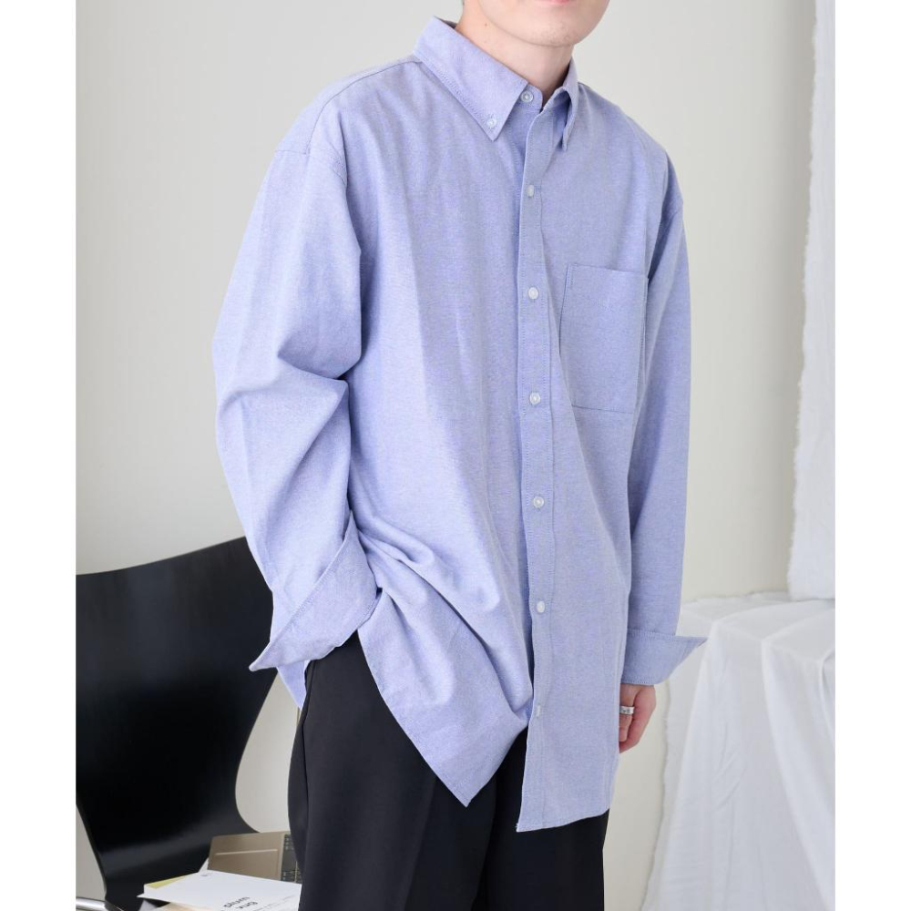 ｜上衣｜日牌 COLONY 2139 藍色長袖牛津襯衫 可當外搭罩衫 男女款 日本 商務休閒 男生 uniqlo U-細節圖2
