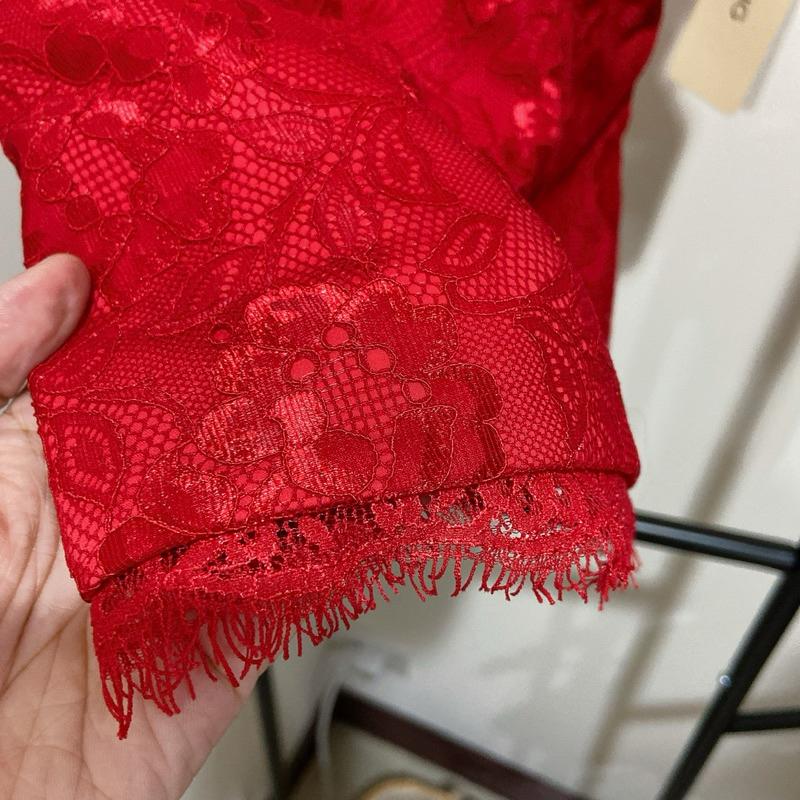 ｜上衣｜ 正紅色蕾絲重工小背心 婚宴喜慶 過年 幸運紅色 結婚吃喜酒 喜氣增運 s 運勢強旺-細節圖3