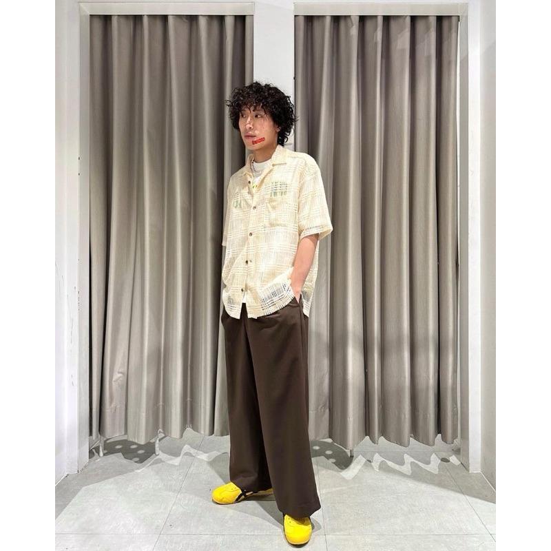 ｜上衣｜現貨數量有限！男女皆宜 全新 sense of place 短袖格紋蕾絲襯衫外搭 日本品牌 情侶款 UR-細節圖6