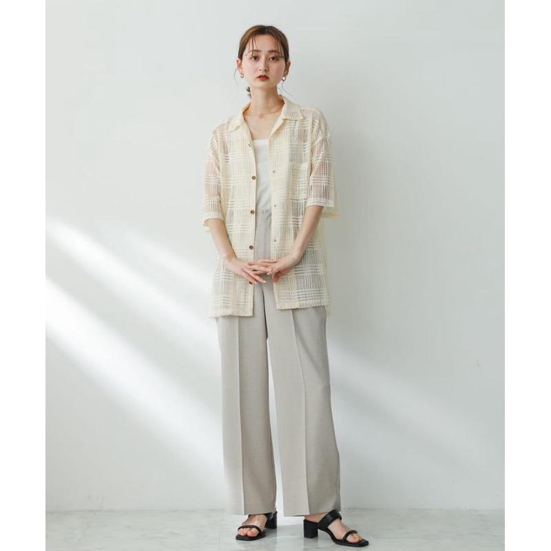 ｜上衣｜現貨數量有限！男女皆宜 全新 sense of place 短袖格紋蕾絲襯衫外搭 日本品牌 情侶款 UR-細節圖7