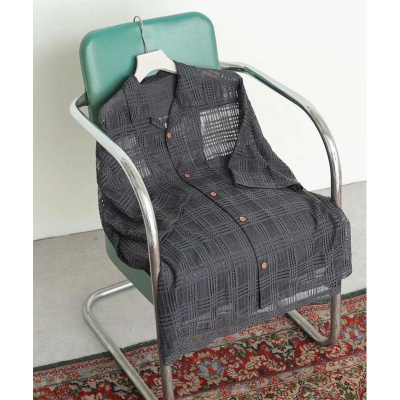 ｜上衣｜現貨數量有限！男女皆宜 全新 sense of place 短袖格紋蕾絲襯衫外搭 日本品牌 情侶款 UR-細節圖8